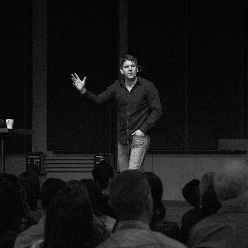 Jesus Calling podcast episode #164 guest Dominic Done speaking to congregation